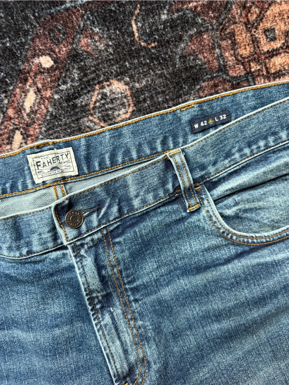 Faherty Light Blue Men’s Jeans Organic Cotton Slim Straight